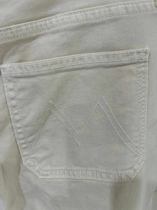 MOTHER The Patch Pocket Roller Skimp Wide Leg Jeans Sz 29 Chalk Ivory - Picture 11 of 16
